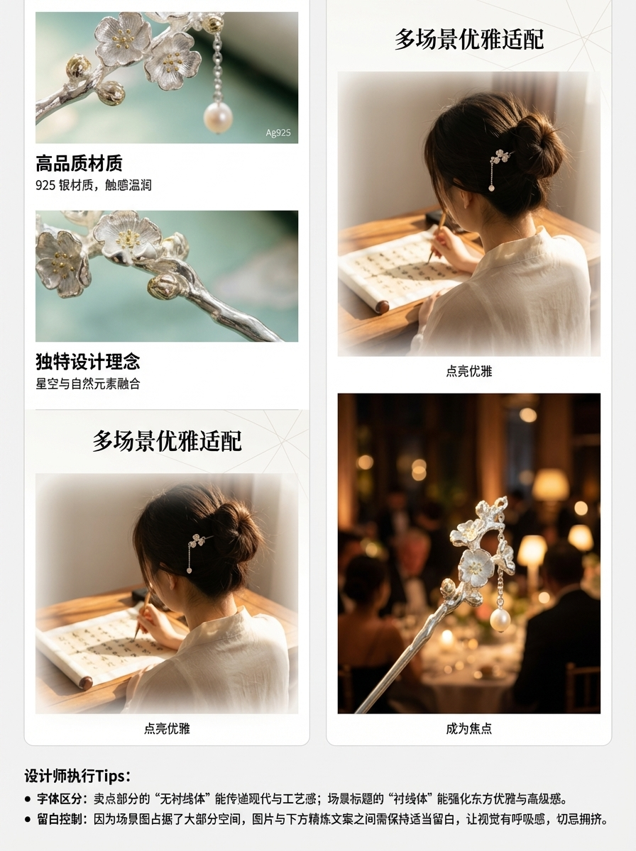 S925寒枝映雪簪发簪发钗发攒女式古风饰品详情2