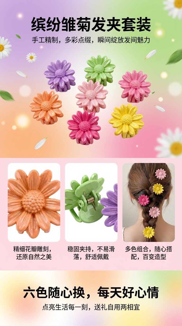 鲨鱼夹抓夹发饰发卡时尚百搭女学生韩版可爱小夹子详情1