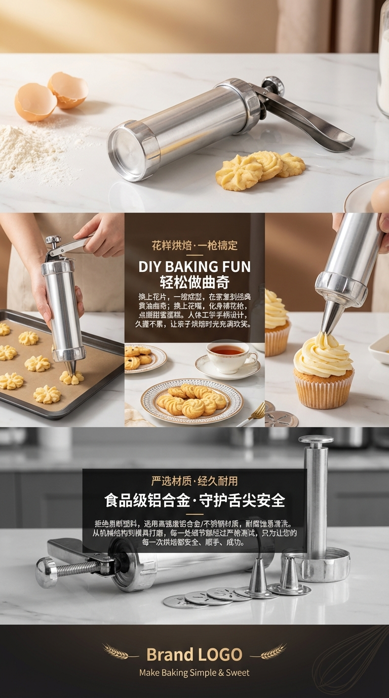 Cookie gun, extrusion cookie machine, aluminum alloy cream piping gun, extruder, bean melting and baking tools pic 3