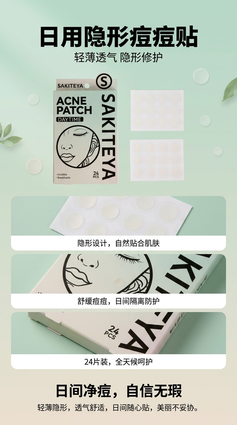 Cross-border export English acne patch, invisible concealer, transparent day and night use, 24 capsules salicylic acid ultra-thin daily acne removal pic 1