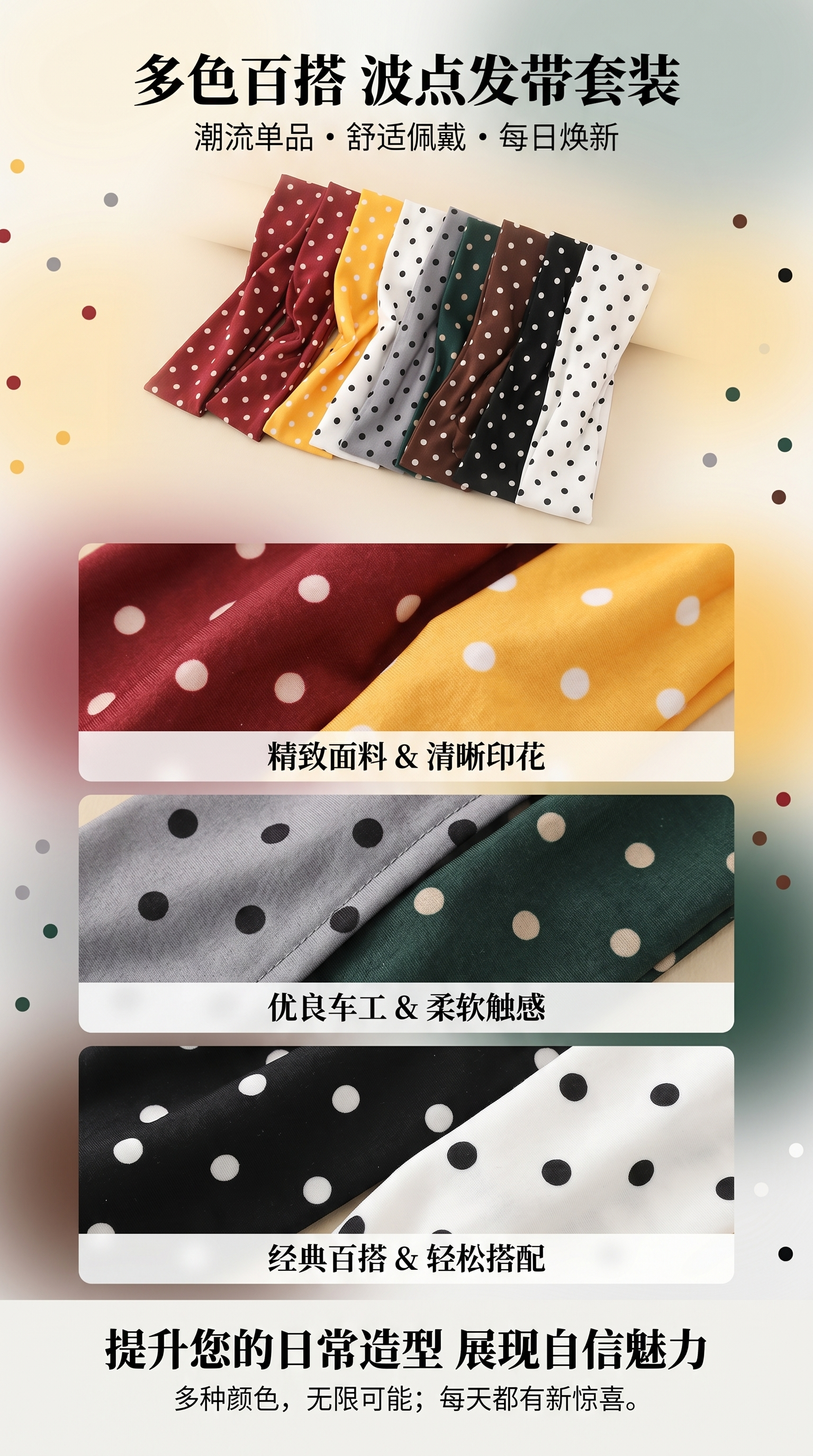 东南亚风波点条纹蕾丝发带详情1