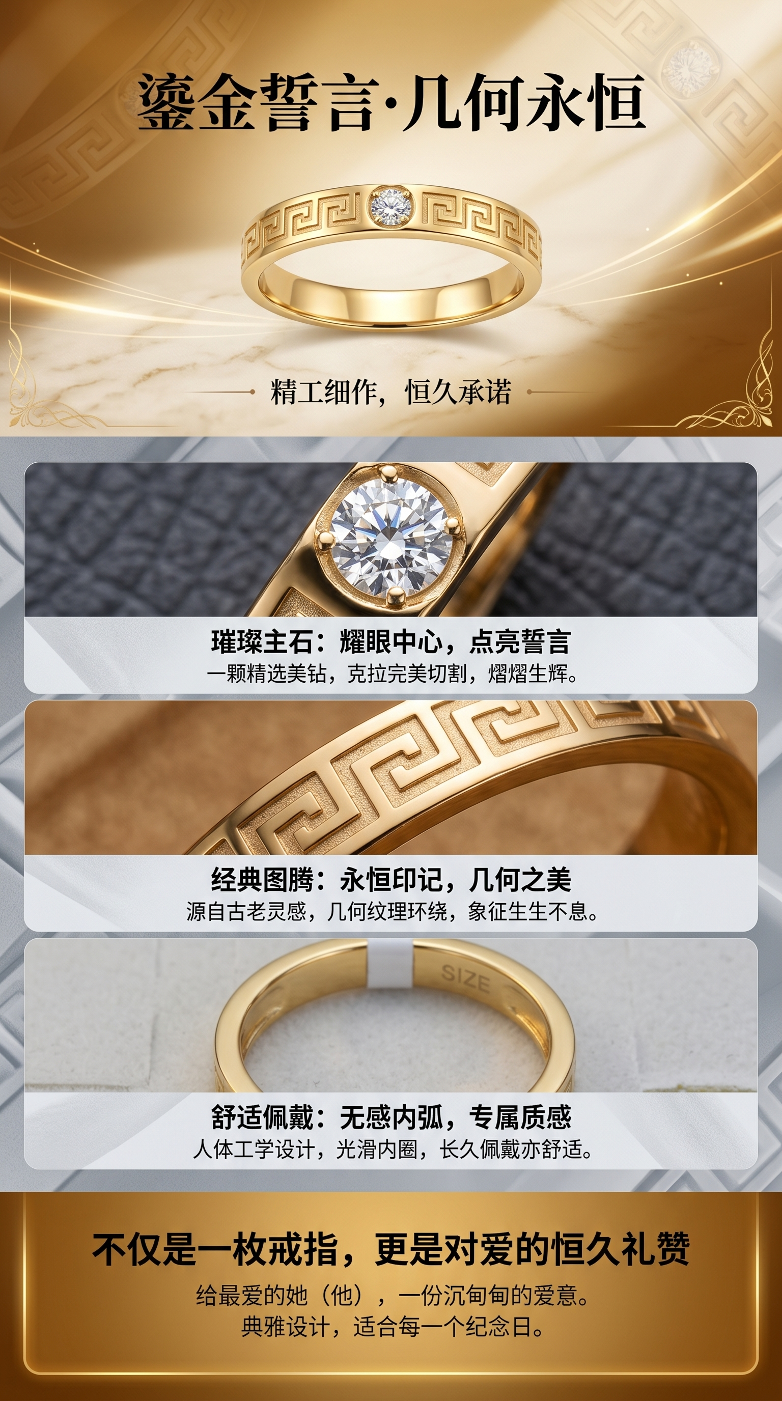 不锈钢天主教圣人莫桑钻男戒 时尚简约戒指详情1