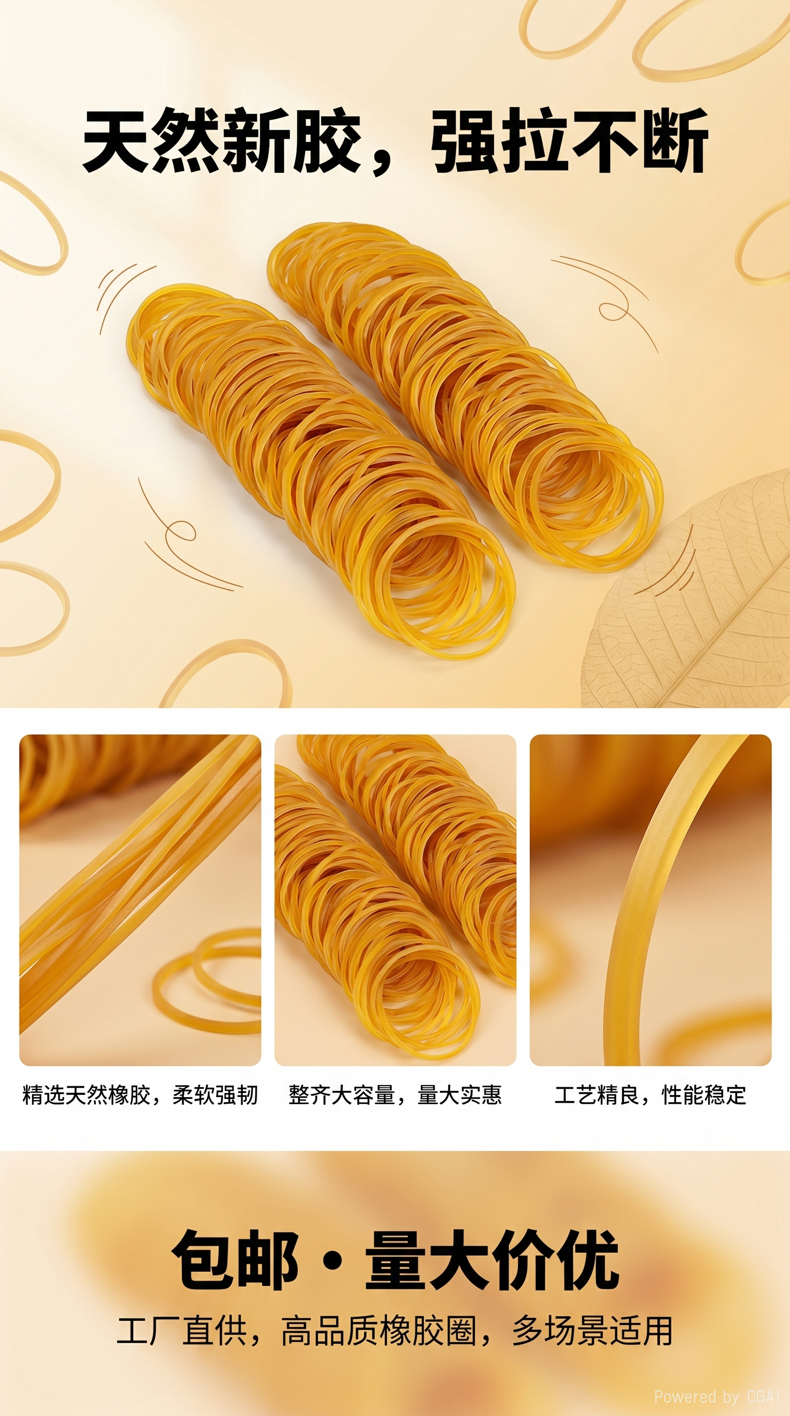 Wholesale Vietnamese 38*1.4 yellow eco-friendly high-elasticity natural rubber bands, leather bands, rubber rings, rubber bands and rubber rings pic 1