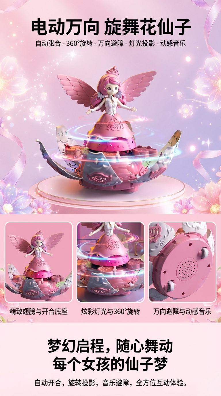 电动花仙子公主旋转跳舞玩具电动玩具外贸玩具JUGUETE详情1