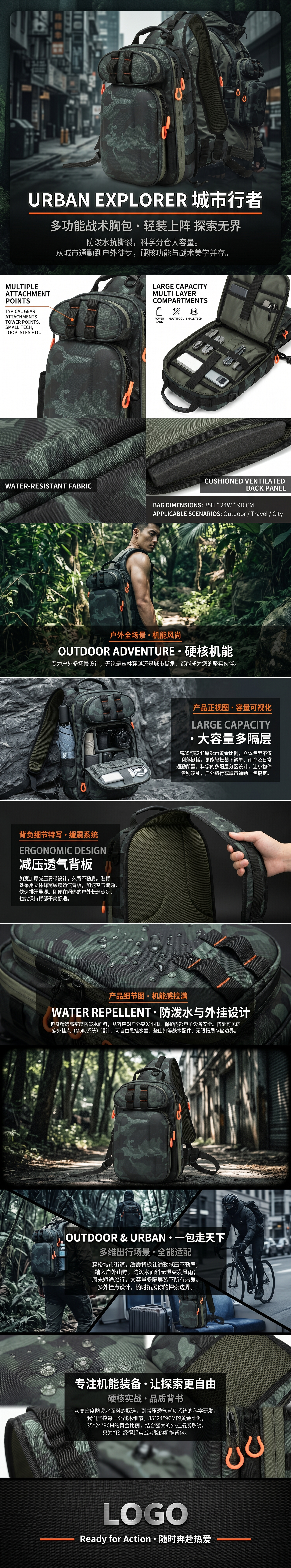 Lure bag: Sports and outdoor bag, accessories bag, waterproof outdoor equipment, PVC hard shell bag, cycling backpack, large capacity chest bag pic 1