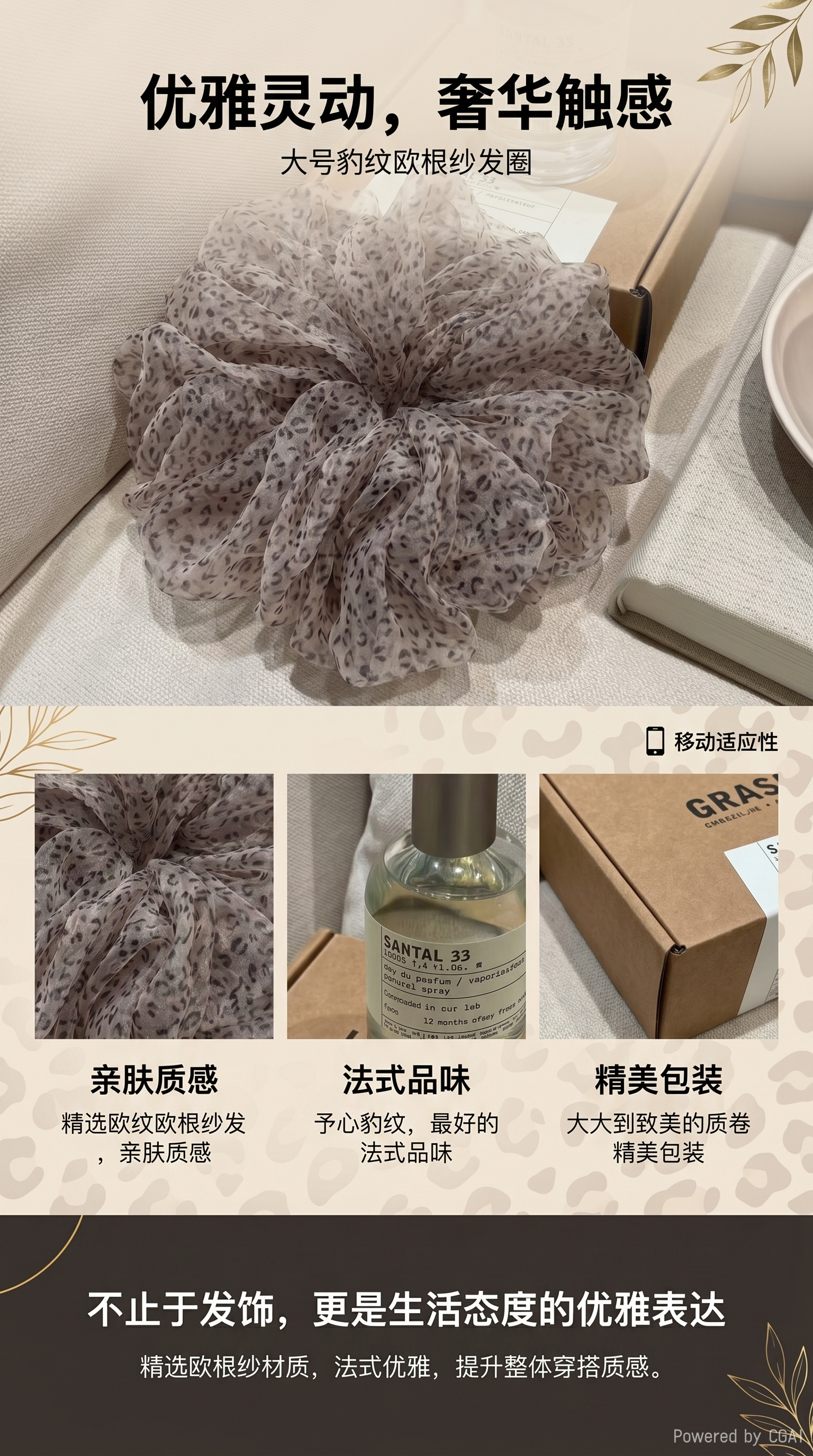 Grey gauze woven large intestine hair band hair accessory square towel set large intestine hair band fashionable accessory pic 1