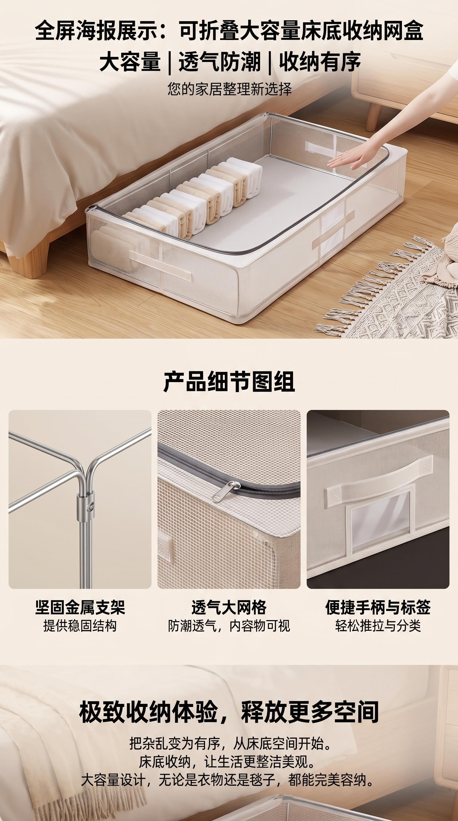 布艺抽屉收纳篮 收纳箱 多功能整理箱详情1