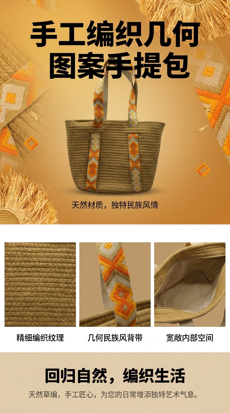 草编包手工沙滩包文艺编织女挎包详情1