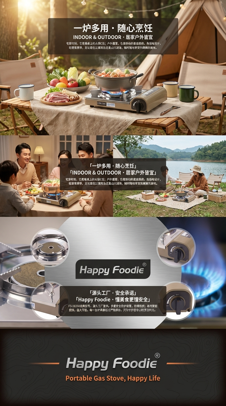 Happy Foodie TK-330B户外露营一体式便携可折叠野餐野营炊炉详情3