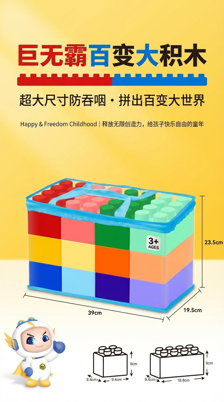 外贸儿童益智玩具特大号积木DIY搭建拼装玩具批发超大颗粒积木详情1