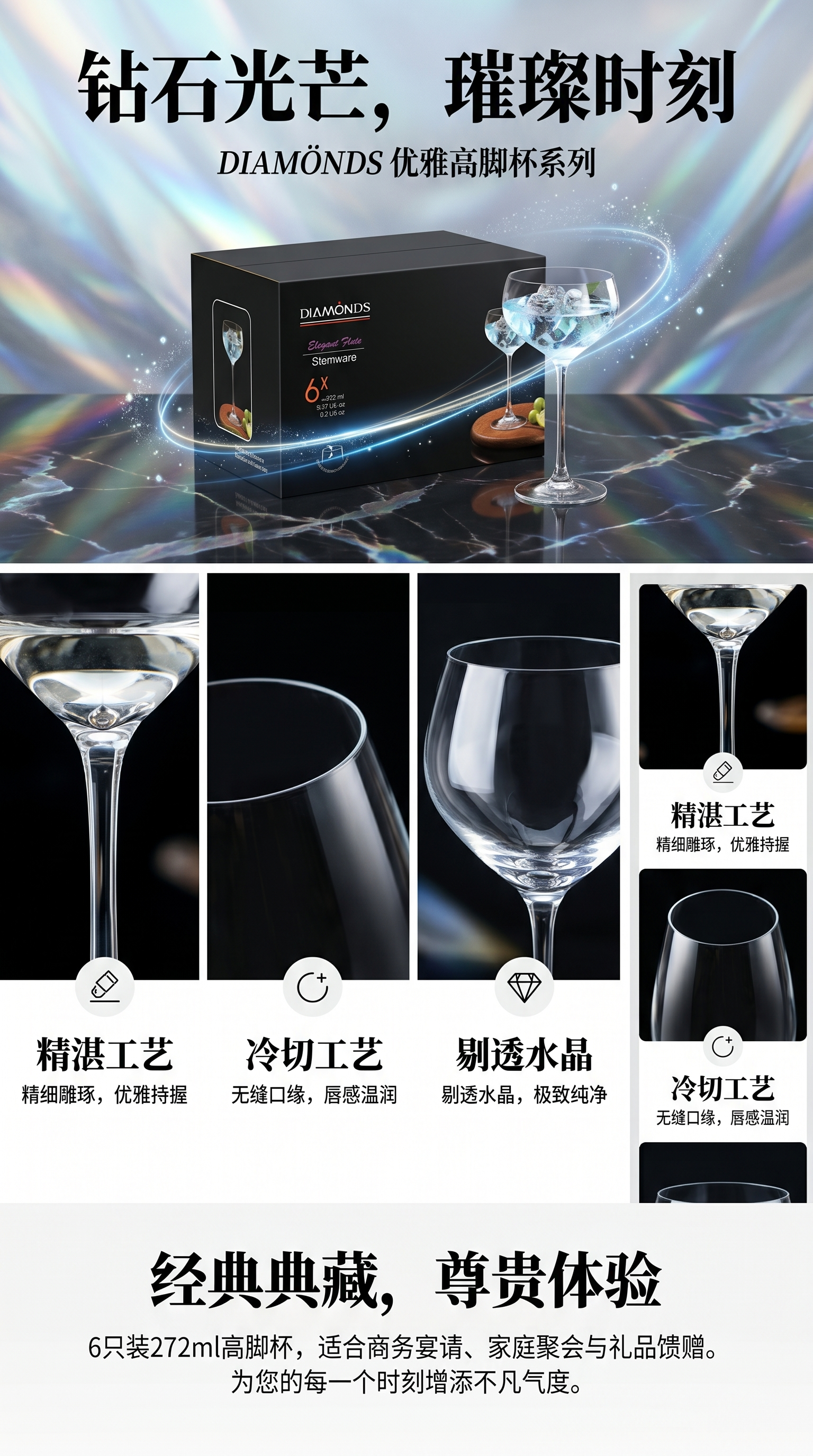 玻璃酒杯 高脚杯 透明水晶杯 家用红酒杯 洋酒杯详情1