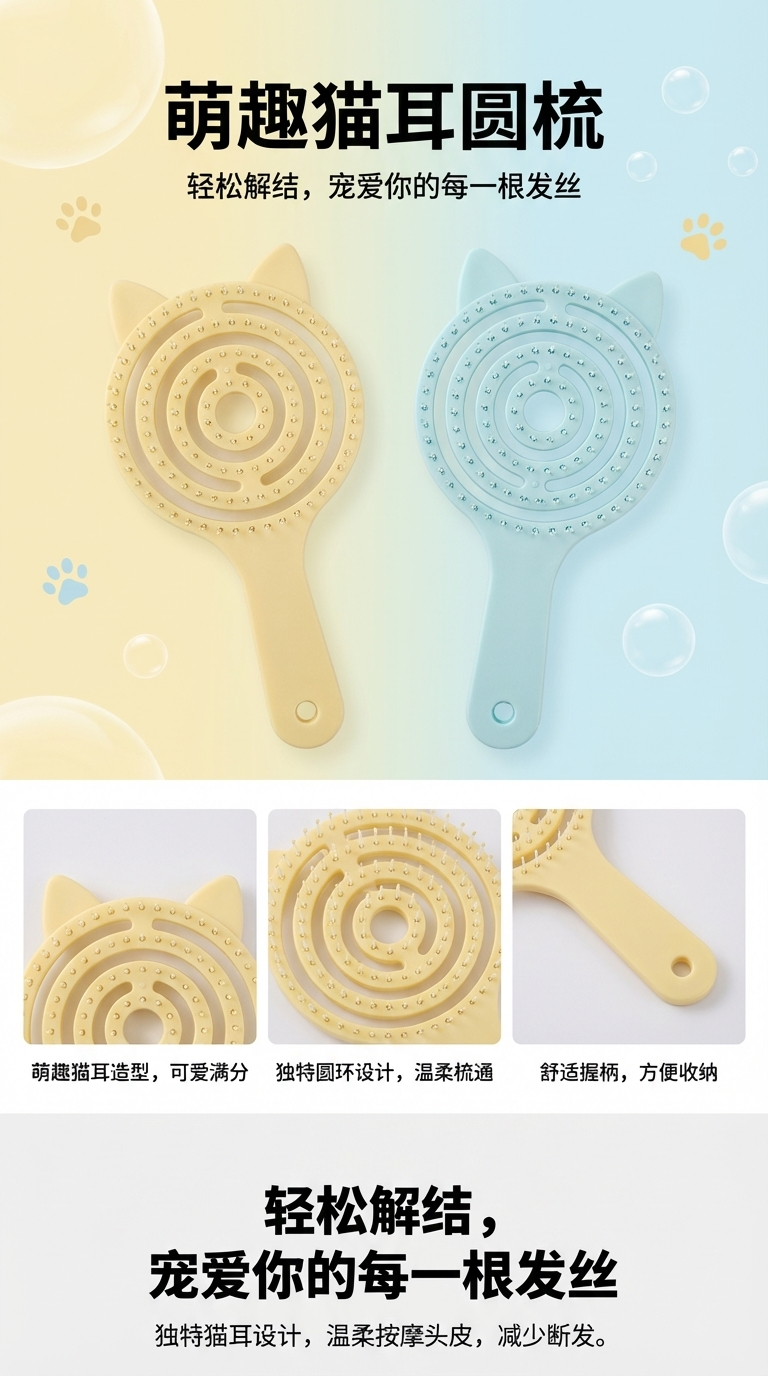 新款顺发护理造型气囊梳简约马卡龙色小巧气垫梳按摩梳小梳子批发详情1