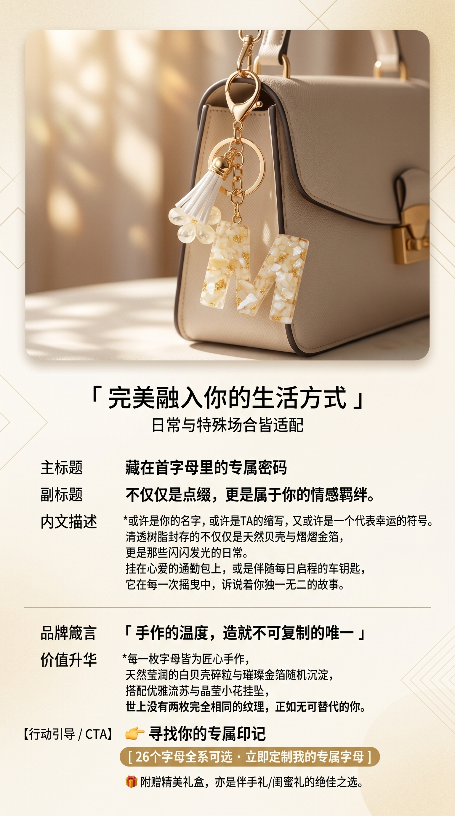 26个英文字母混批新品挂件女士包包汽车钥匙链树脂滴胶石头字母礼品详情4