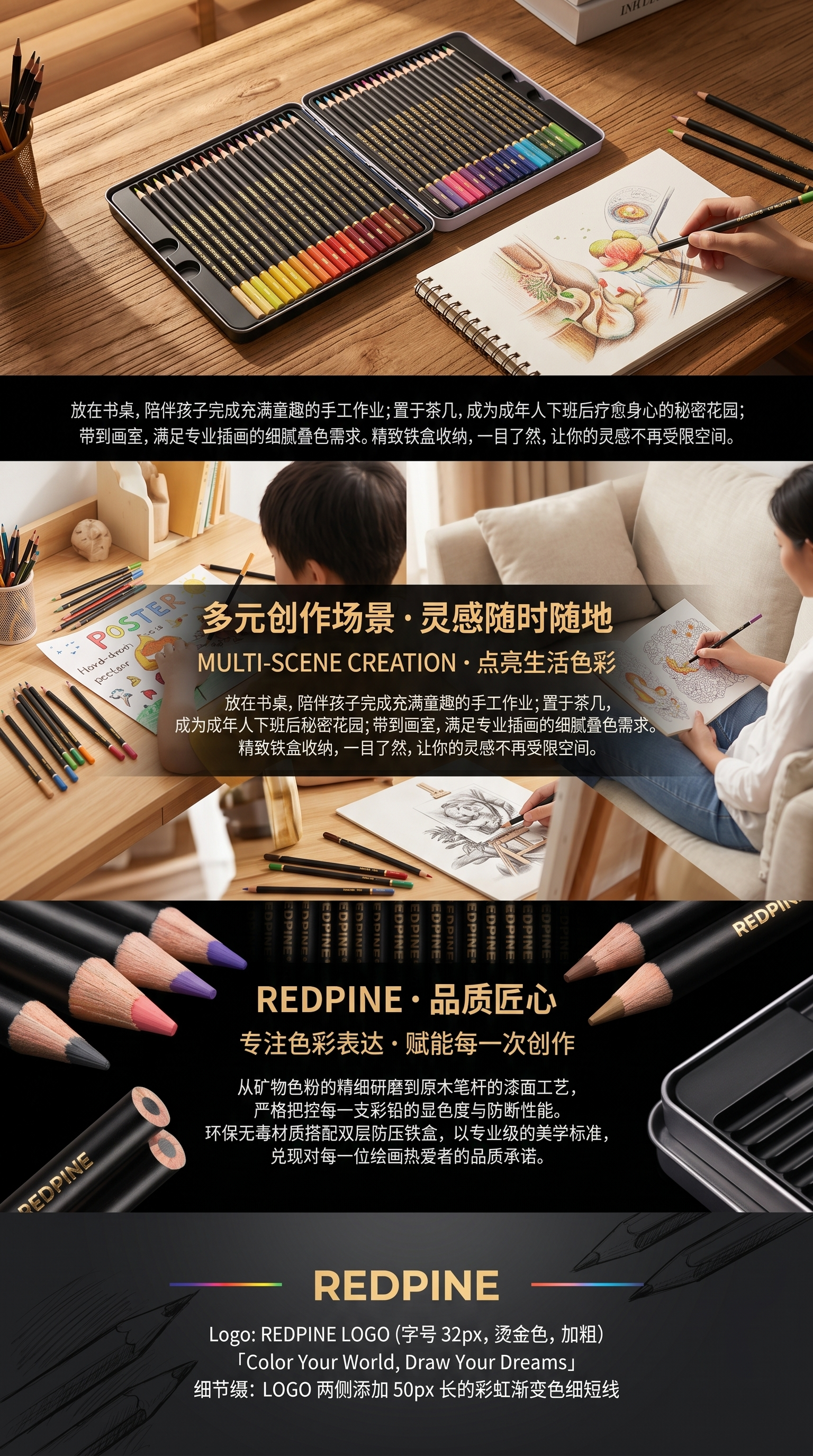 彩色铅笔套装儿童创意绘画用彩色铅笔24色盒装150339131详情3