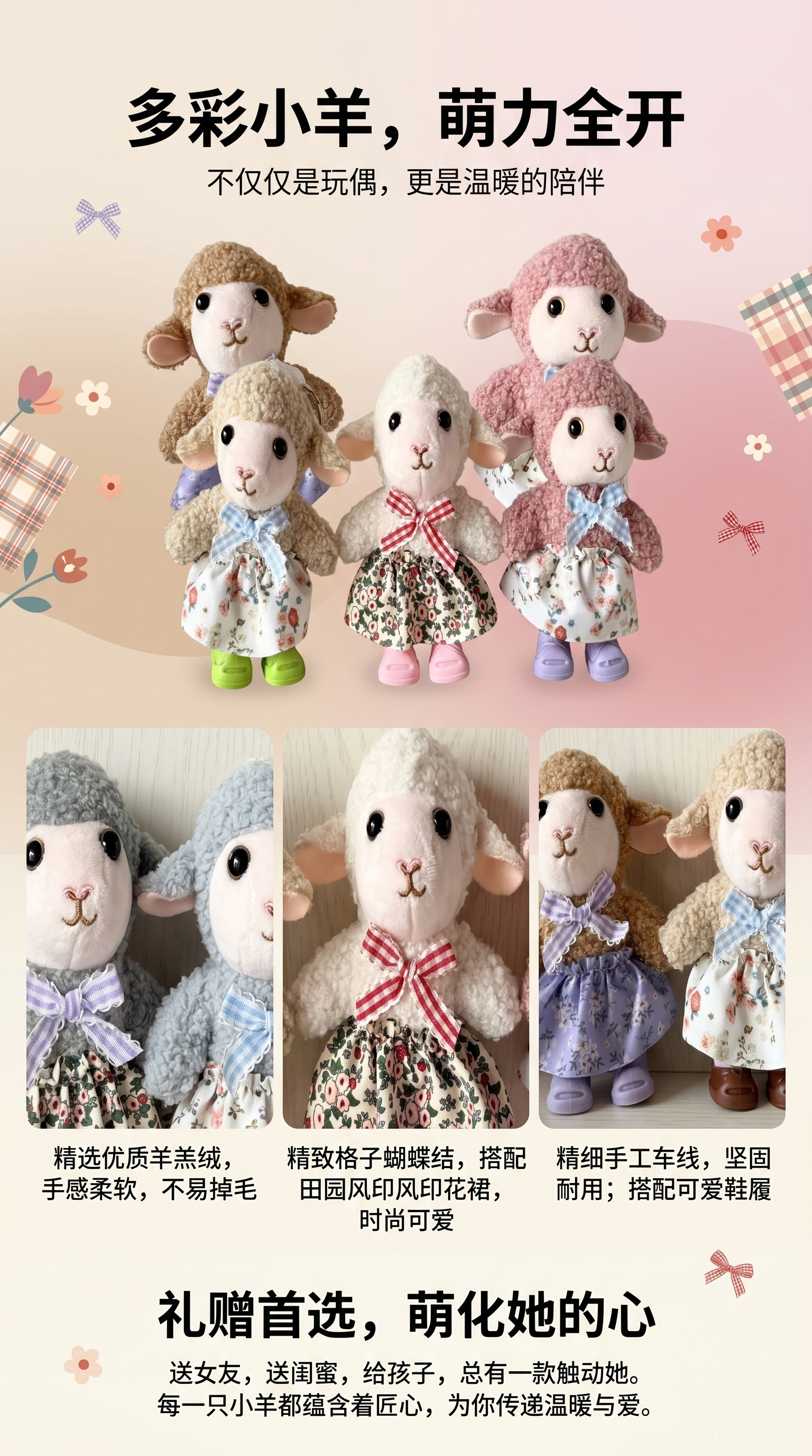 Popular online bestsellers: Little sheep bag, keychain, doll, plush toy, cute and adorable little sheep pendant, plush toy pic 1