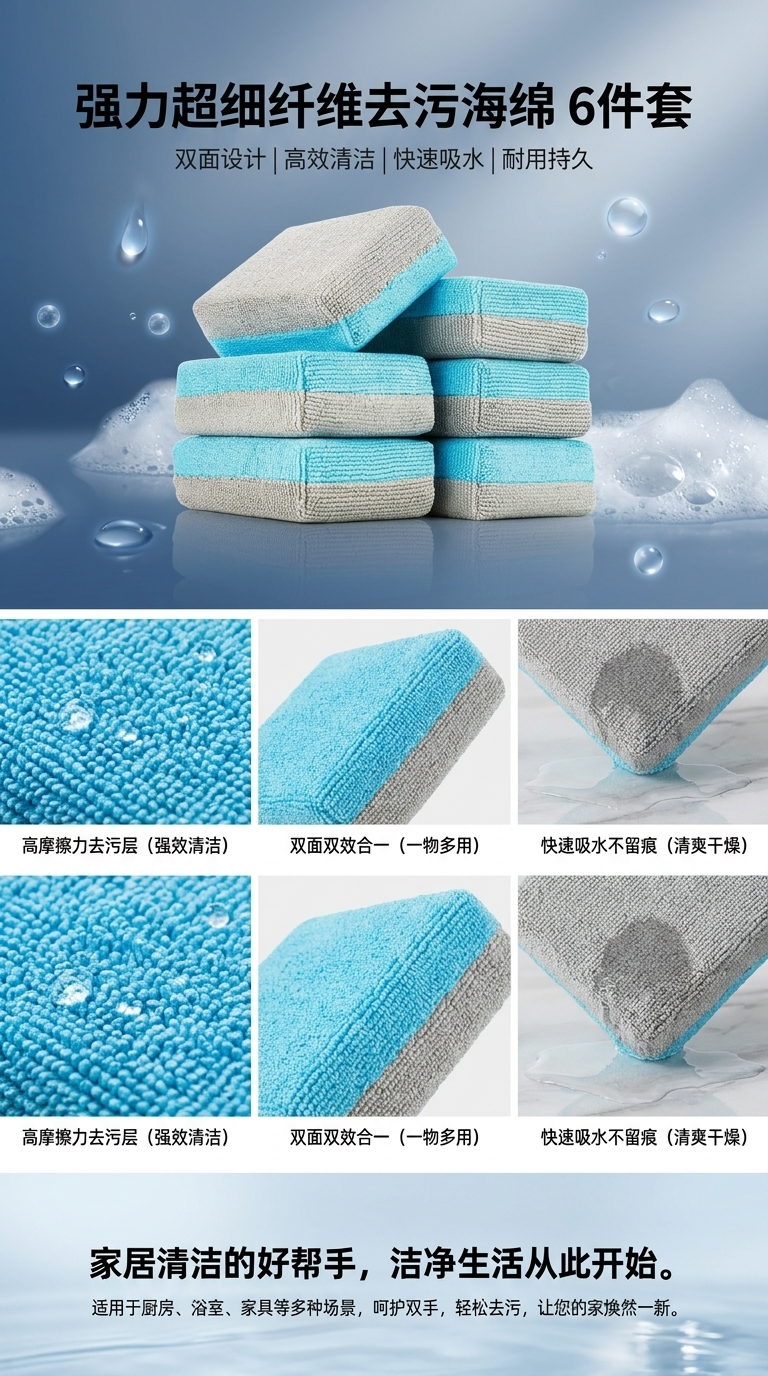 亿缕丝优质材料微纤维制  超细纤维珍珠巾外层打蜡海绵块 轮胎打蜡工具 涂层处理剂均匀。汽车内饰、车外表面 清洁、涂层处理详情1