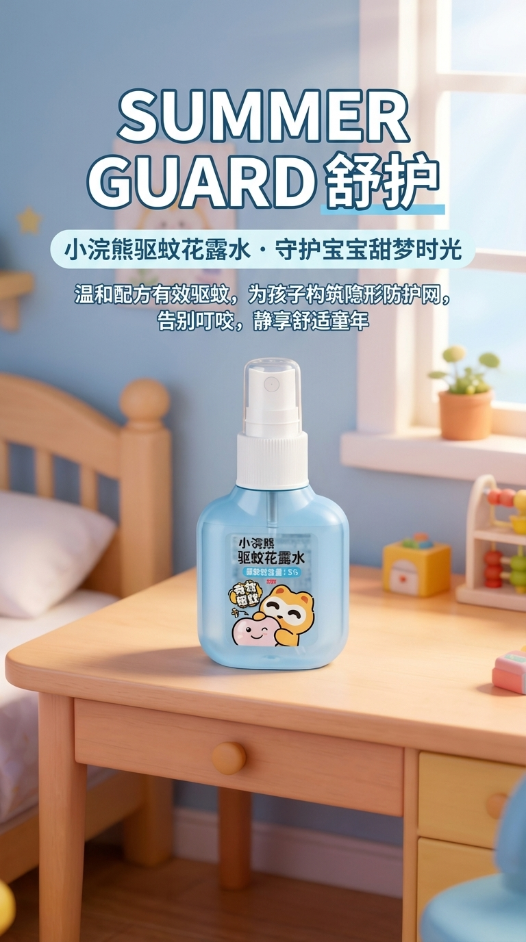 儿童户外驱蓝色驱蚊花露水喷雾瓶小浣熊驱蚊液详情1