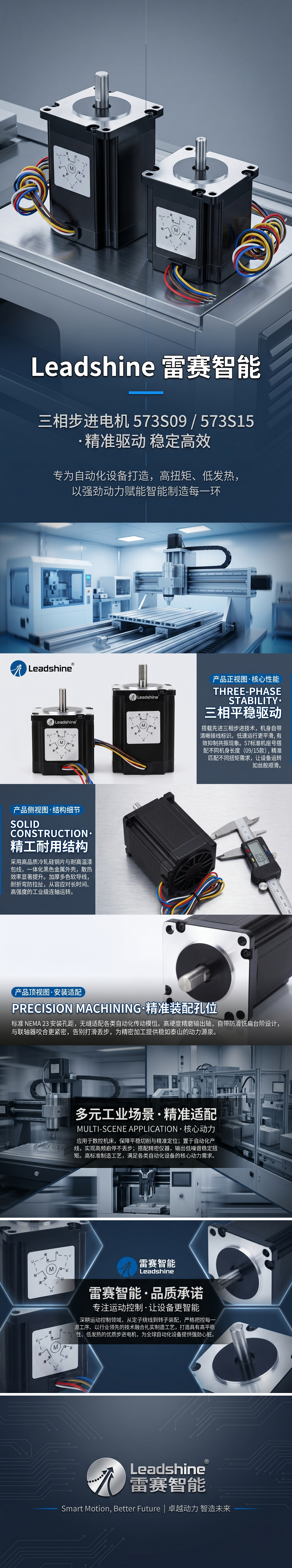 The Laisai three-phase stepping motors 573S09 and 573S15 maintain high torque and operate smoothly pic 1