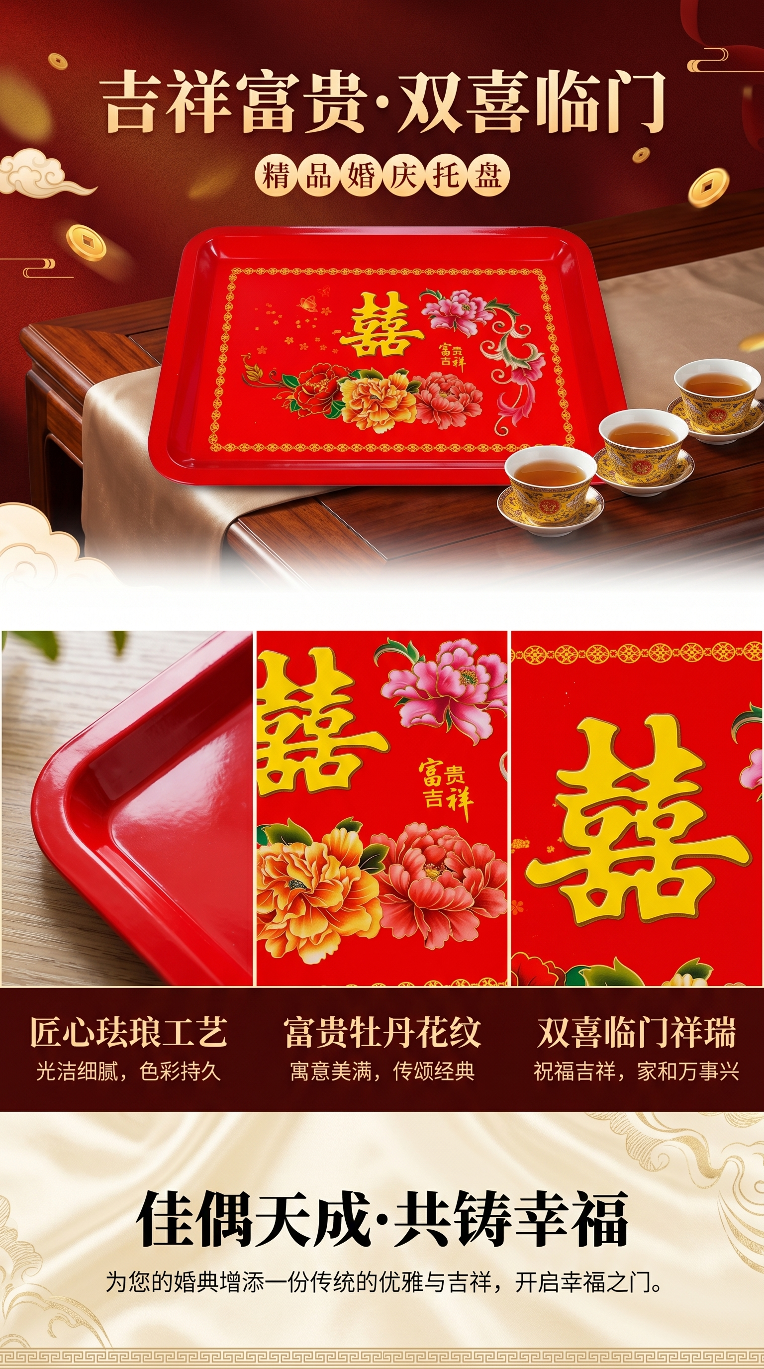 马口铁印花婚庆盆，婚庆盘，马口铁印刷产品，婚庆用品085305723详情1