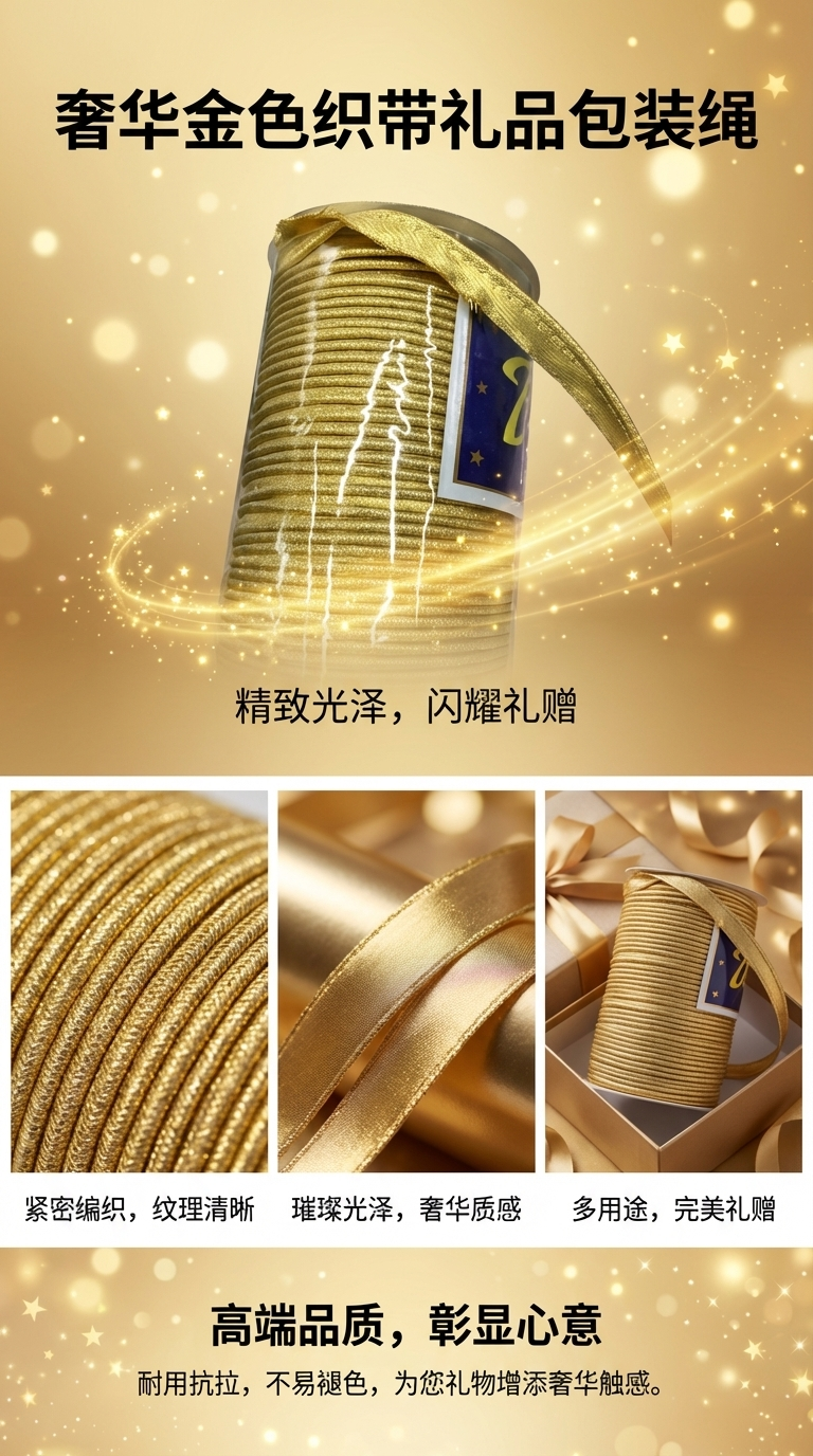 包边带 滚边带 彩带--金色滚边绳详情1