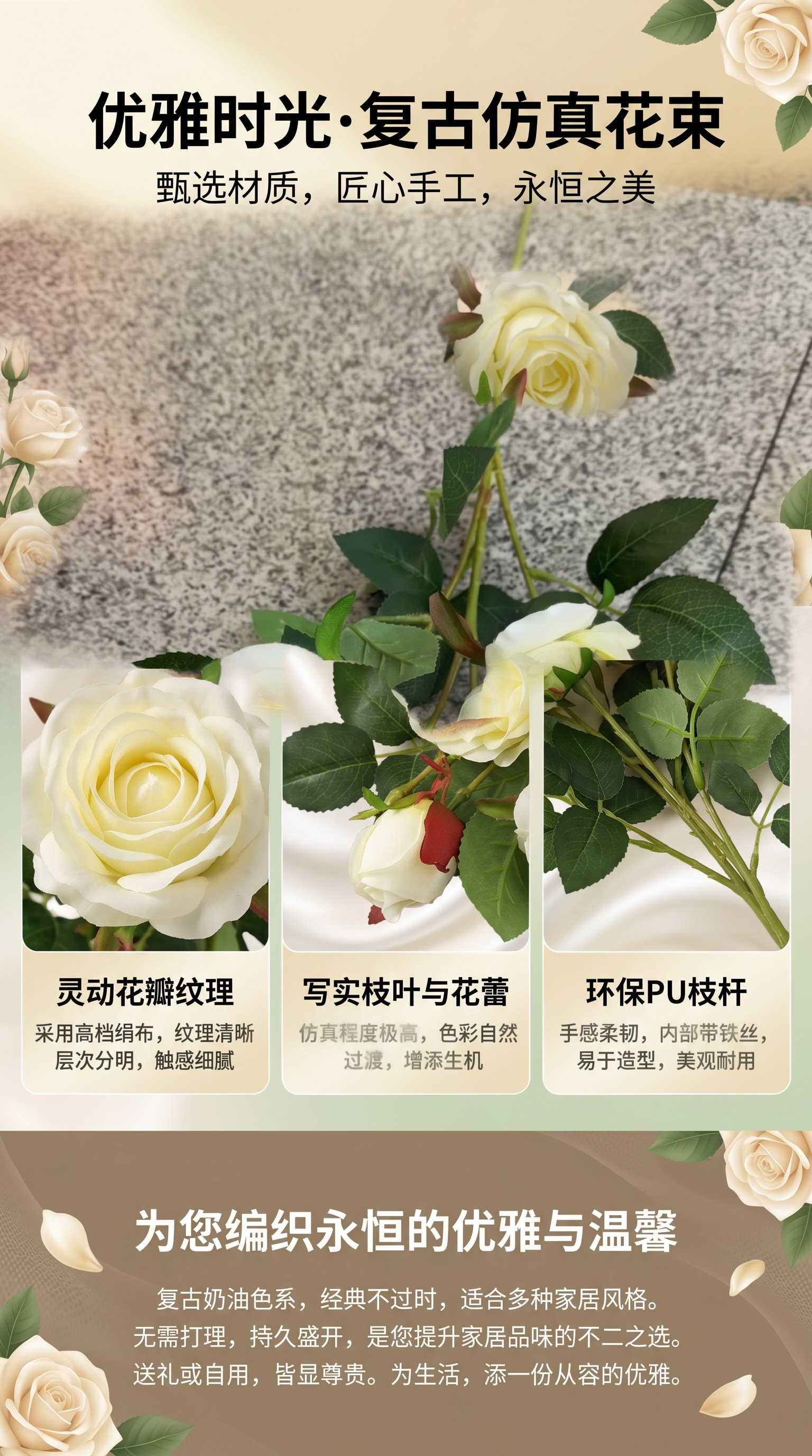 白色玫瑰花束 鲜花配送生日求婚结婚庆典用详情1
