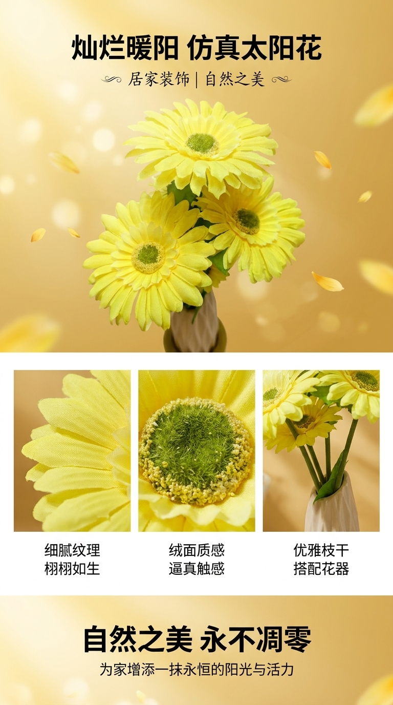 厂家直销仿真7头非洲菊塑料花绢花布花手工花人造花室内外DIY装饰花拍摄道具详情1