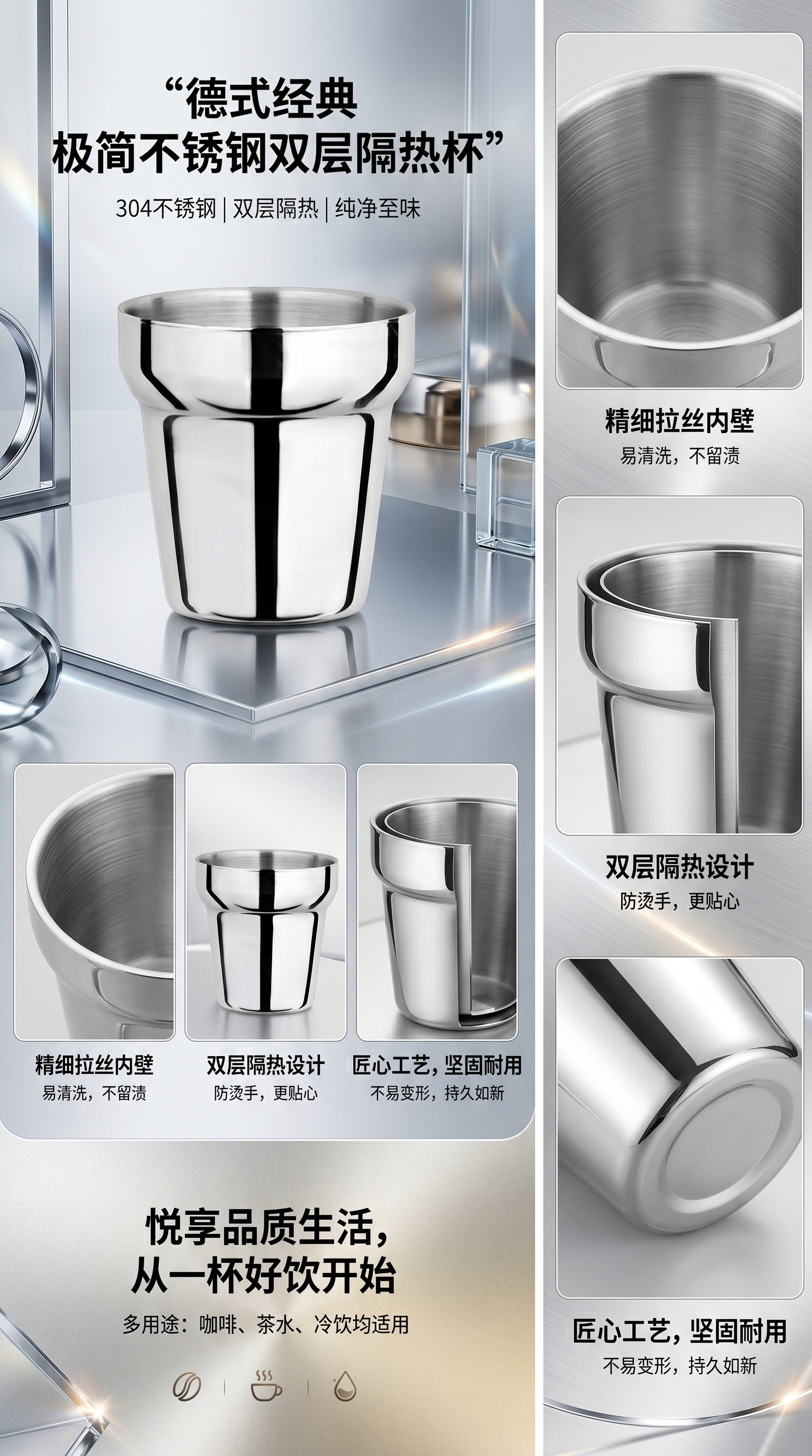 不锈钢韩式口杯，韩式啤酒杯，韩式酒杯，不锈钢口杯091741182详情1