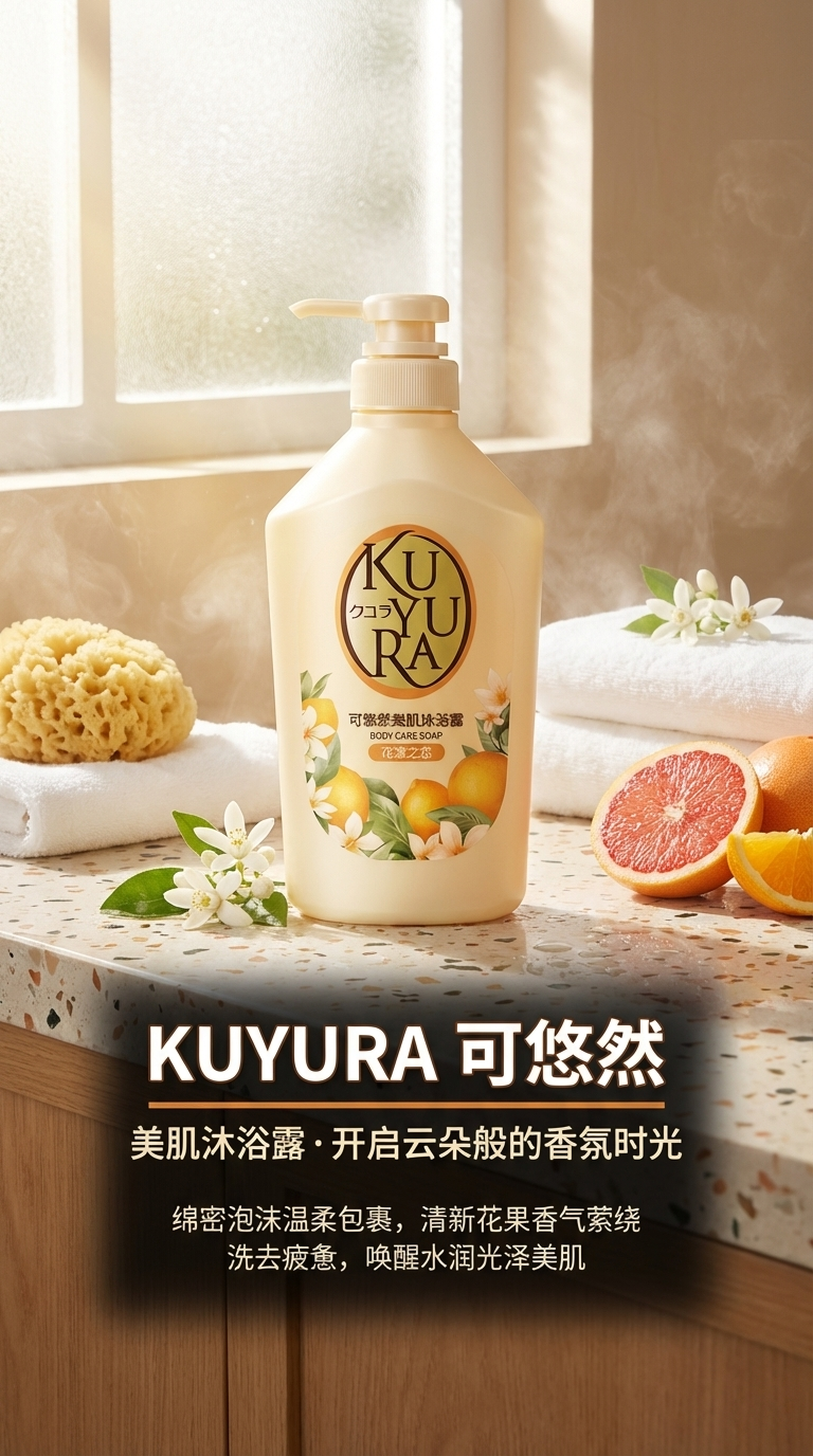 可悠然美肌沐浴露（花漾之恋）550ml 橘沐浴露详情1