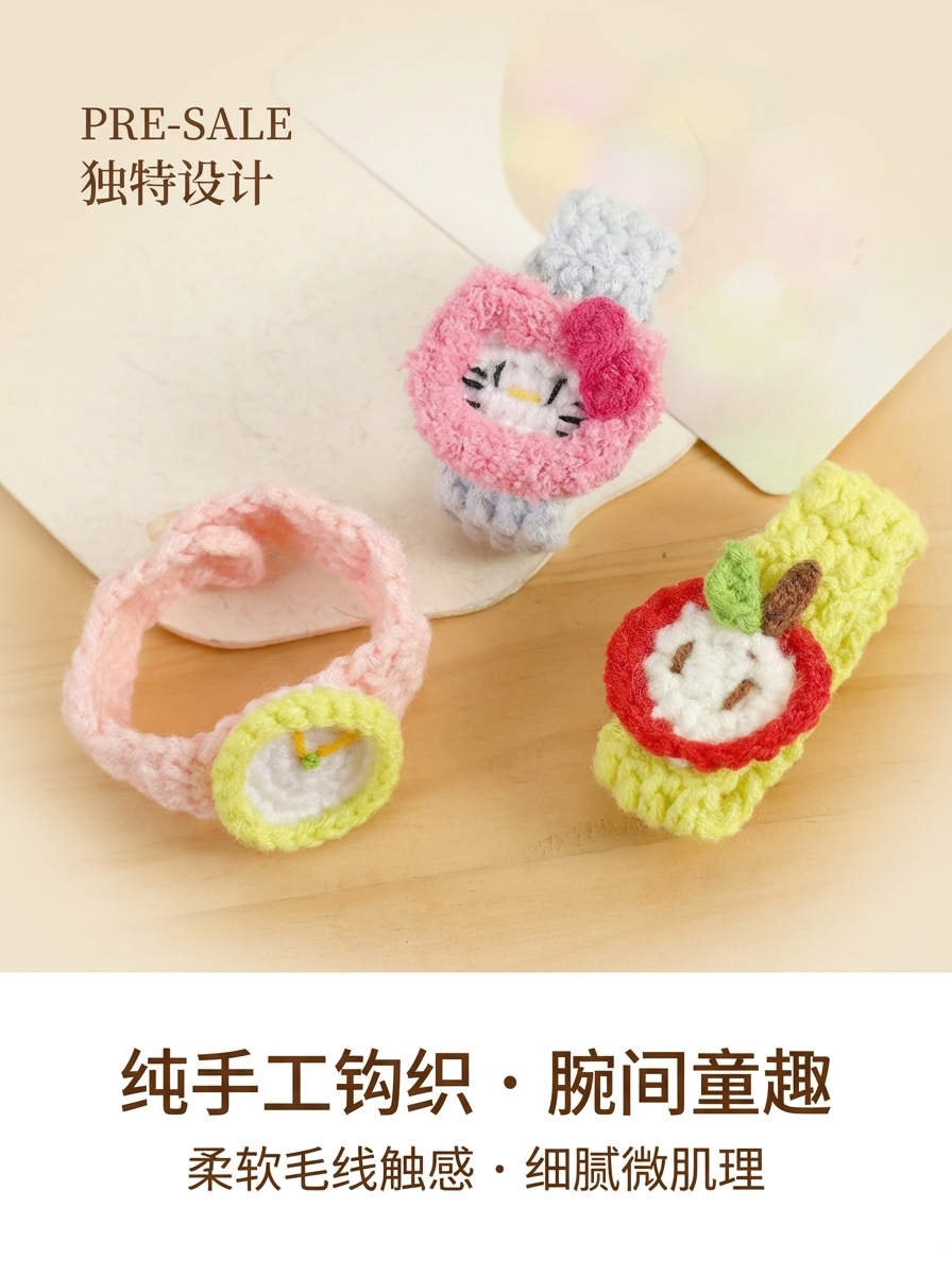 手工编织儿童手表手环 创意卡通针织手链 宝宝益智 安抚 玩具礼物详情2