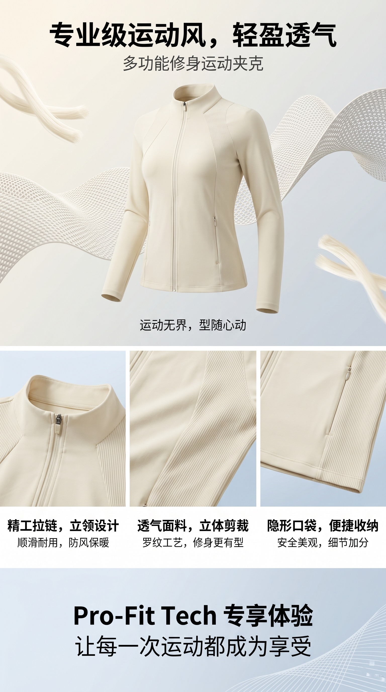 浅色运动外套轻便透气休闲风防风保暖款详情1