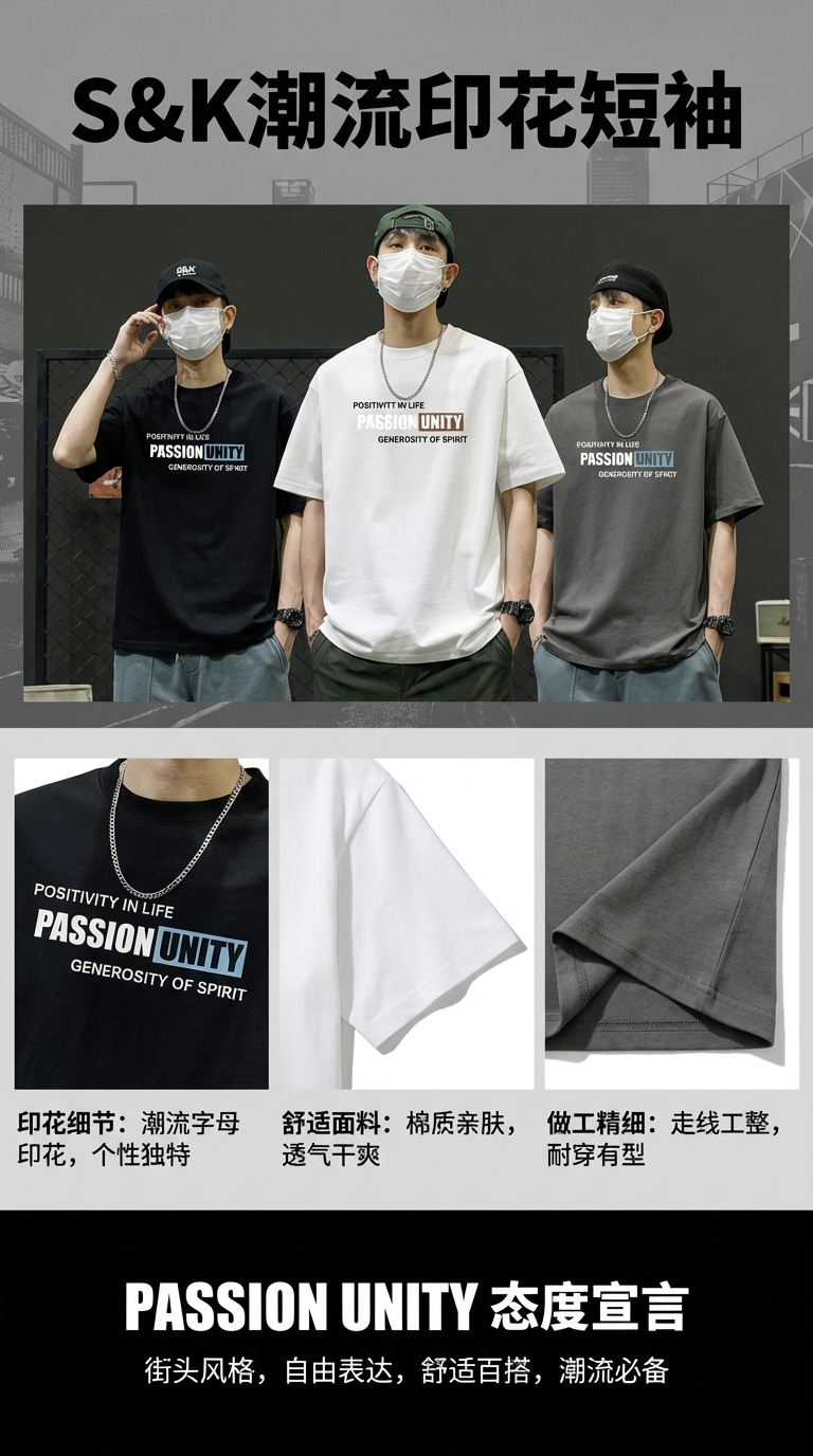 Trendy men's short-sleeved T-shirts, breathable, comfortable and casual clothes. 091548045 pic 1