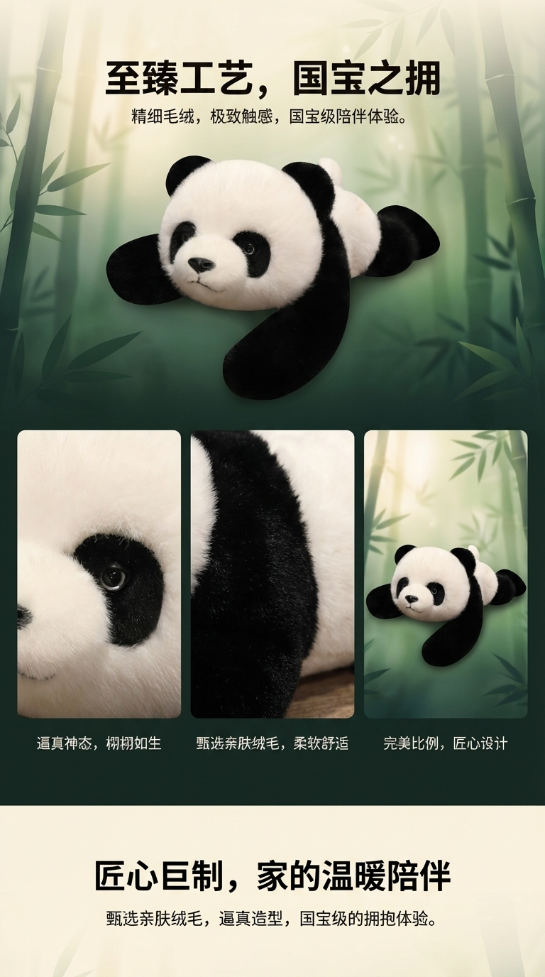 跨境热销款趴趴熊猫毛绒玩具公仔女孩抱睡玩偶情人节礼物详情1