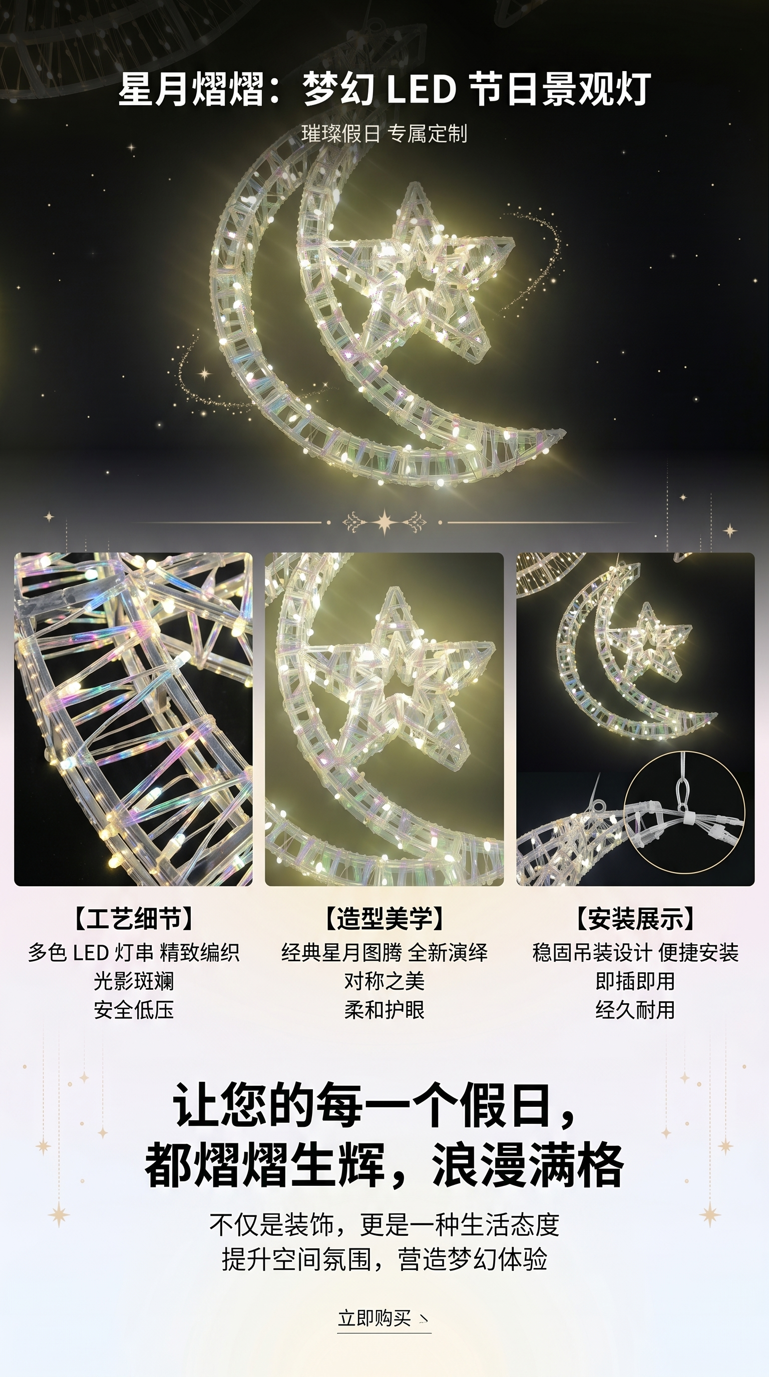 led柔性灯带小鹿五星月亮树灯鹦鹉雪花圣诞节老人户外春彩灯亮化详情1