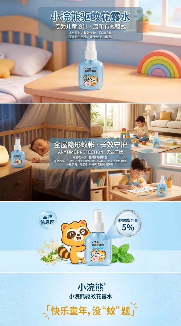 儿童户外驱蓝色驱蚊花露水喷雾瓶小浣熊驱蚊液详情3
