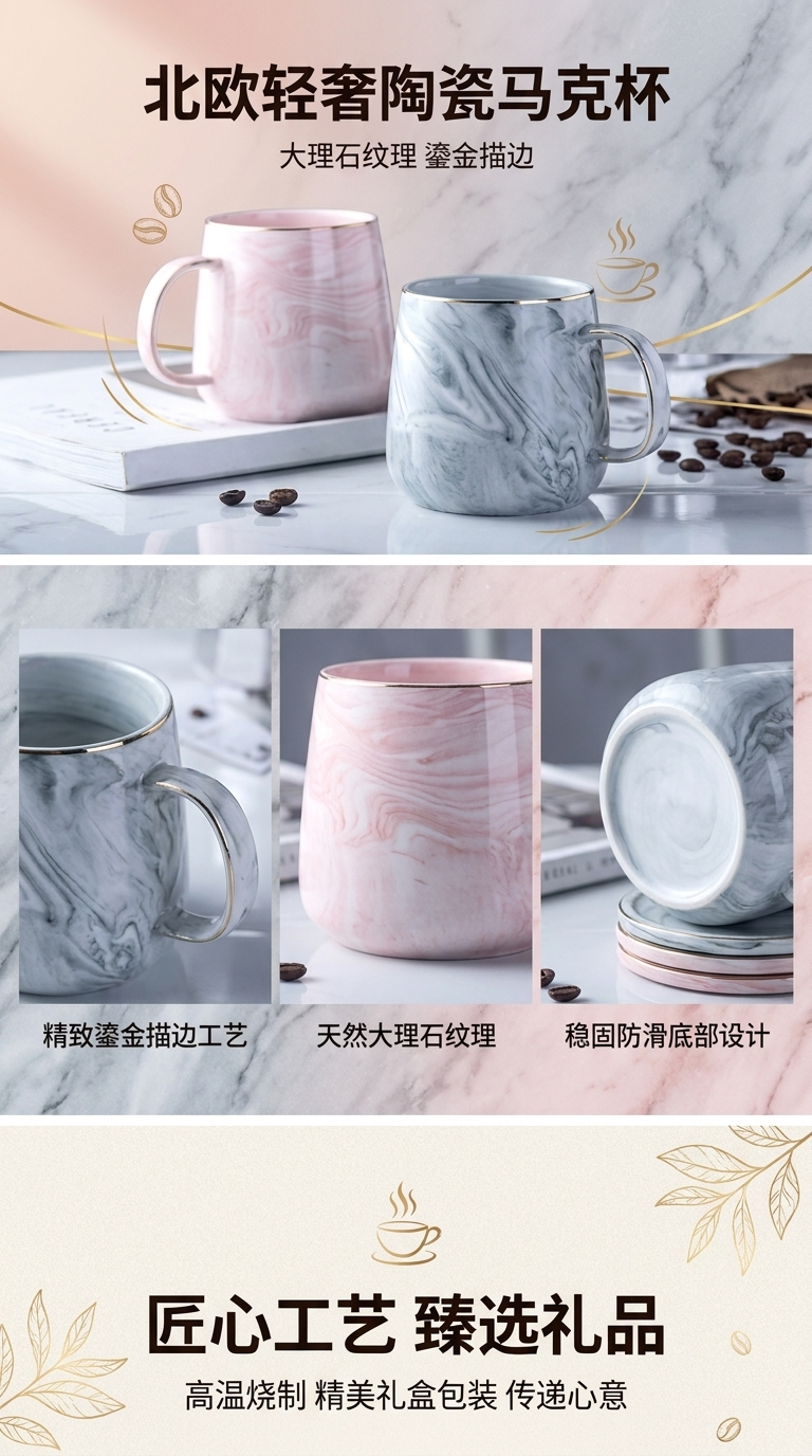 圣诞北欧陶瓷杯保温杯陶瓷杯杯子 180ml 纯色简约设计详情1