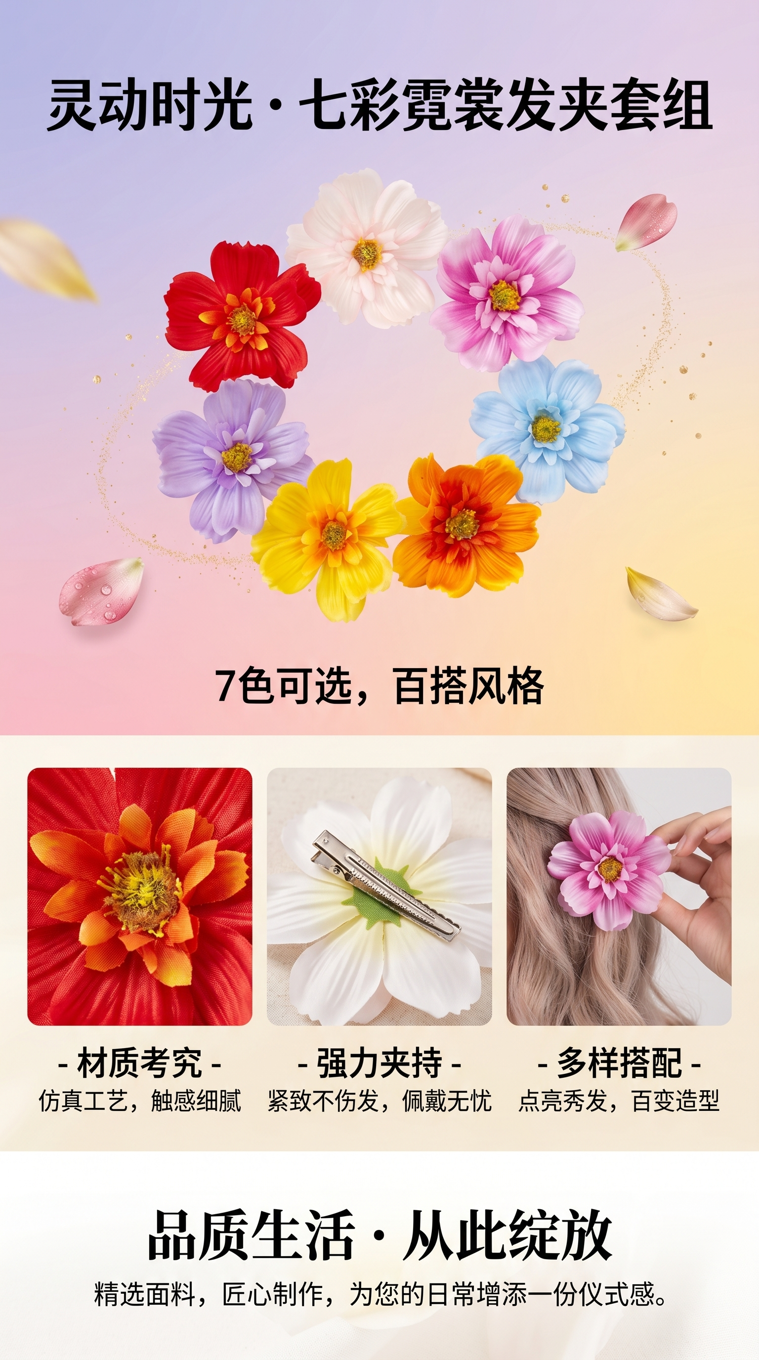 仿真花发夹 仿真花朵头饰女款时尚百搭详情1