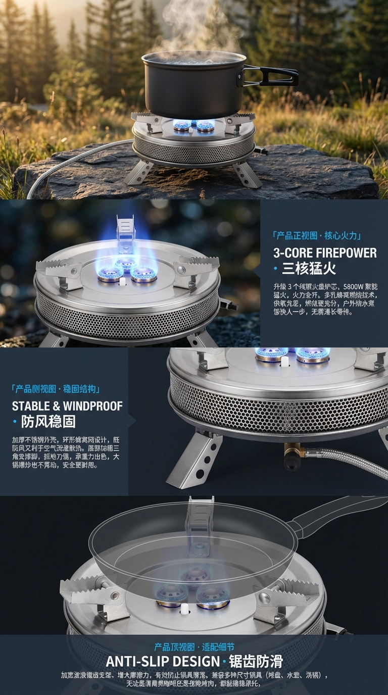 Outdoor camping portable gas stove, family picnic outdoor gas stove, outdoor infrared energy-saving gas stove source factory pic 2
