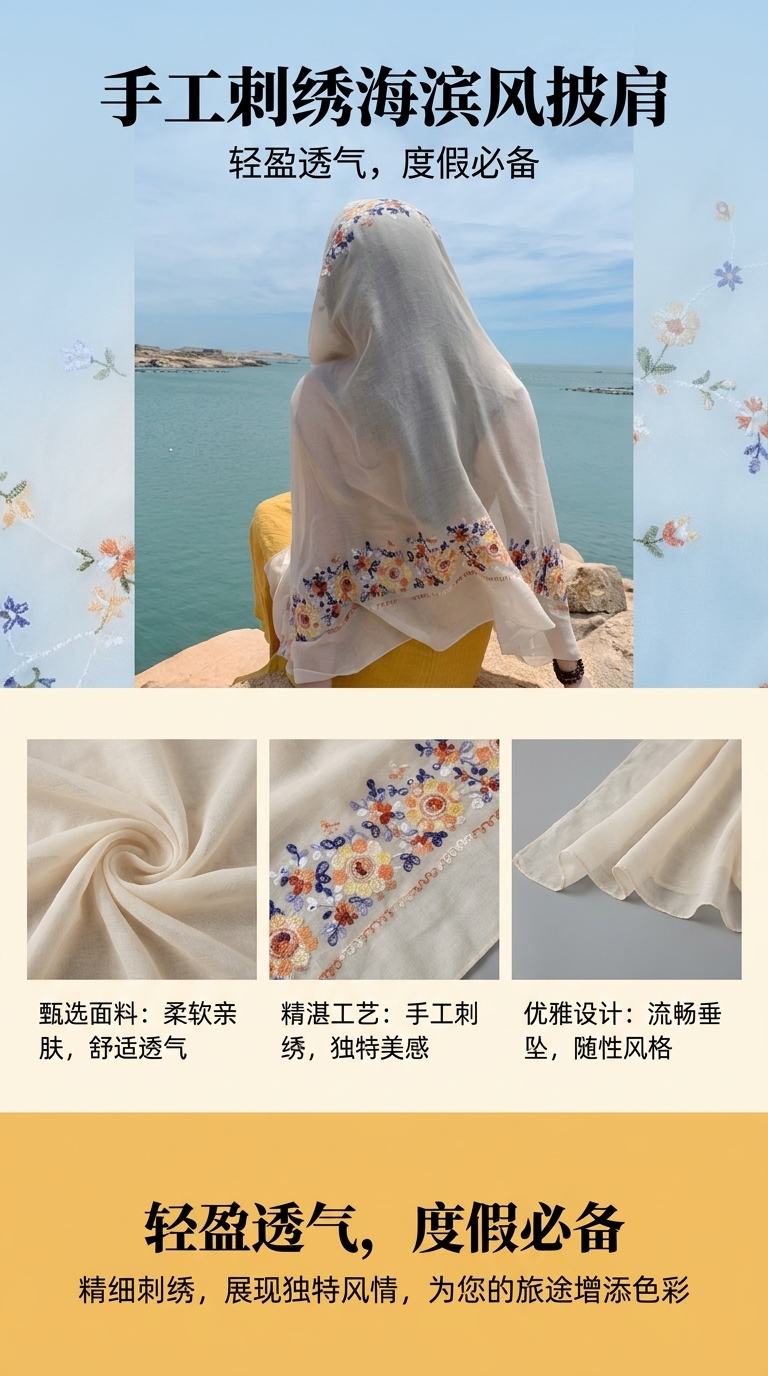 穆斯林金丝线长款女式阿拉伯头巾马来西亚服饰详情1