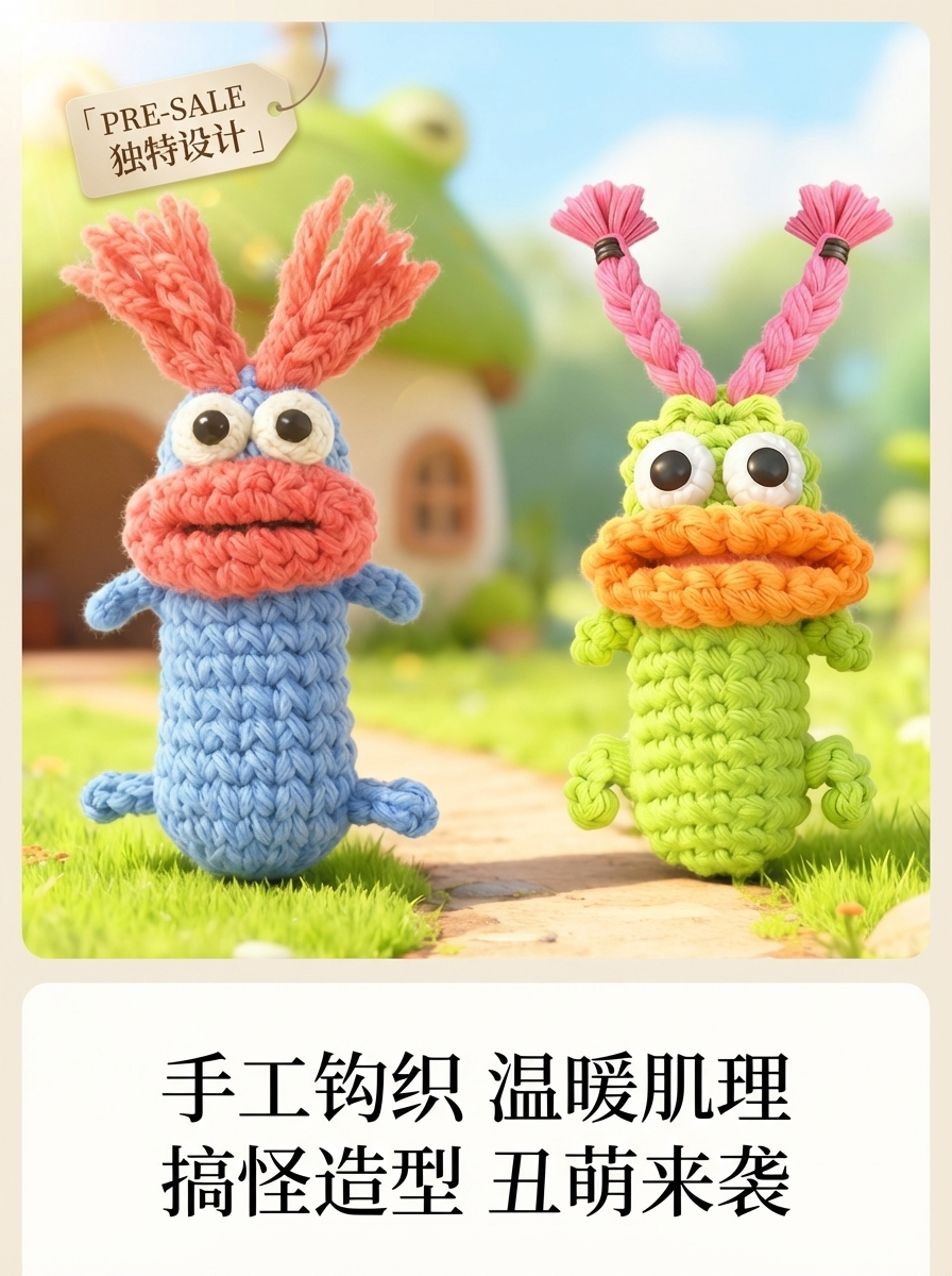 创意香肠嘴U盘转换器收纳整理包手工编织钥匙扣背包挂袋跨境热销详情2