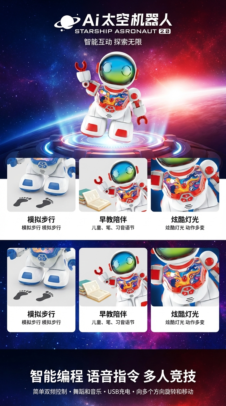 小商王1511B双遥控AI指令机器人详情1