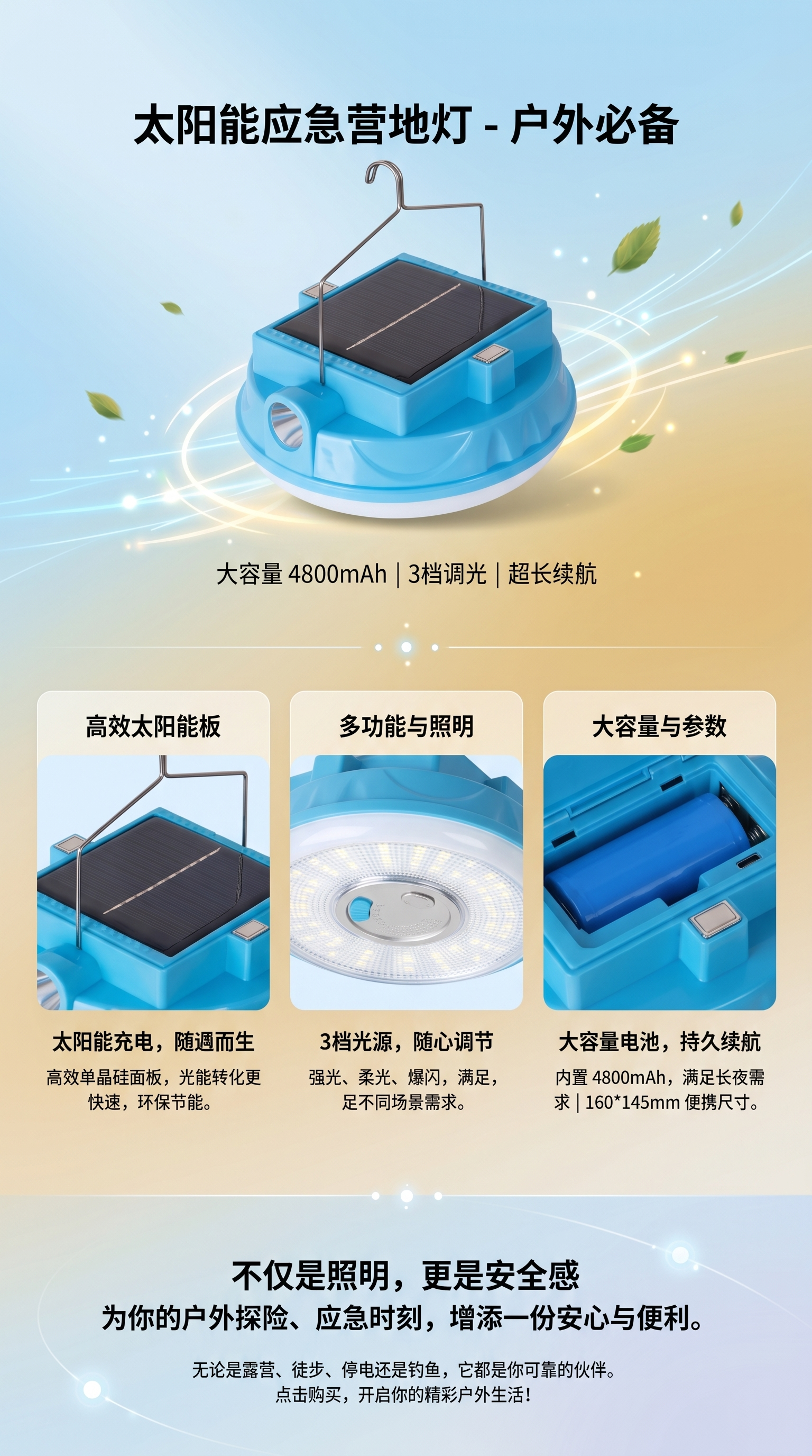 Solar fan for outdoor portable charging, cooling, silent and energy-saving home use pic 1