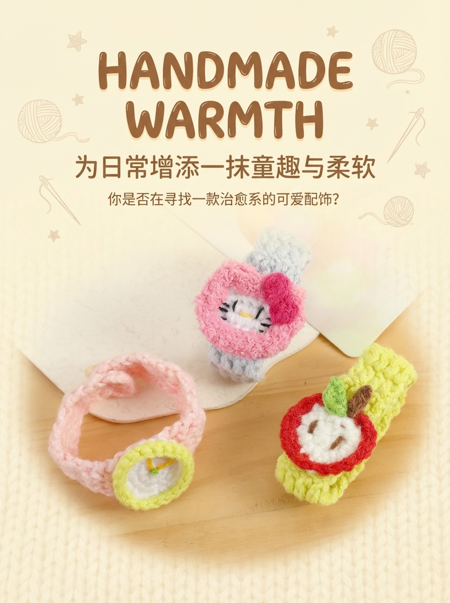 手工编织儿童手表手环 创意卡通针织手链 宝宝益智 安抚 玩具礼物详情1