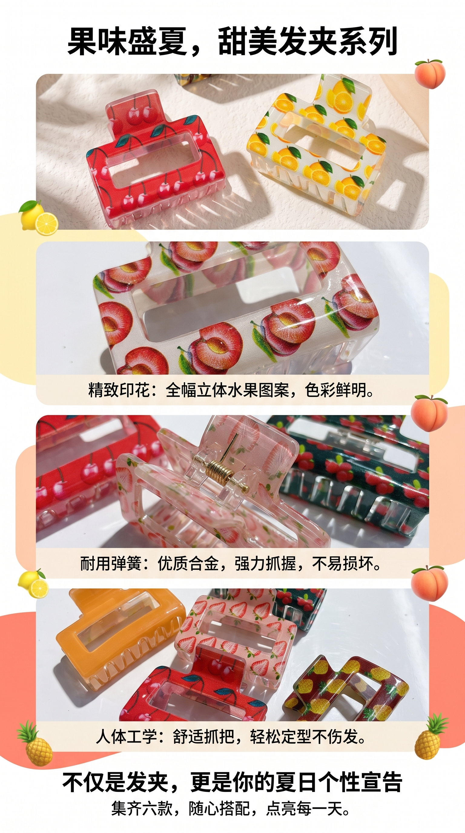 春夏跨境热卖方块多巴胺发夹清新高级感后脑勺抓夹发饰详情1