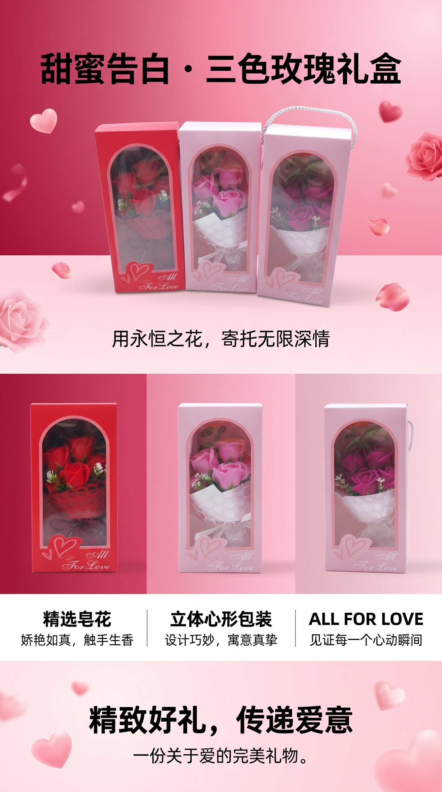 玫瑰花礼盒 精美包装送礼佳品 香气怡人浪漫满屋仿真花花朵假花仿真花详情1