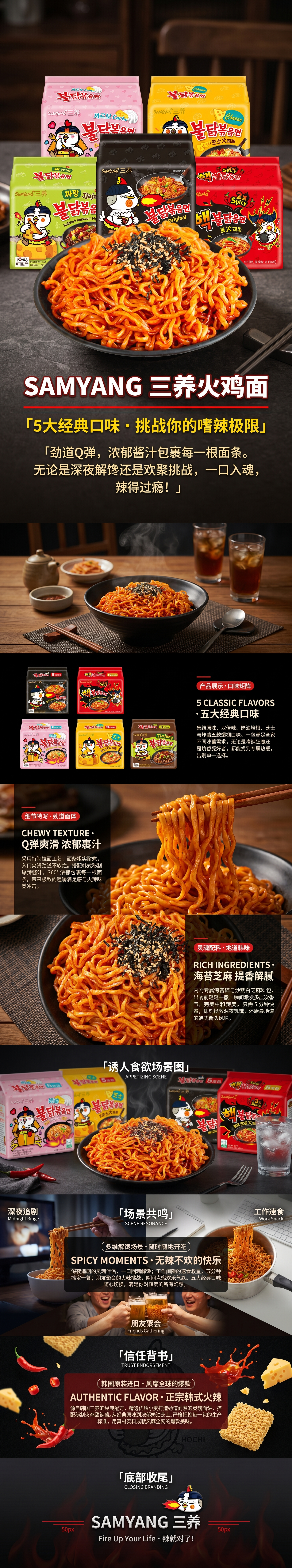 三养火鸡面方便面韩版辣味拌面速食面整箱装详情1
