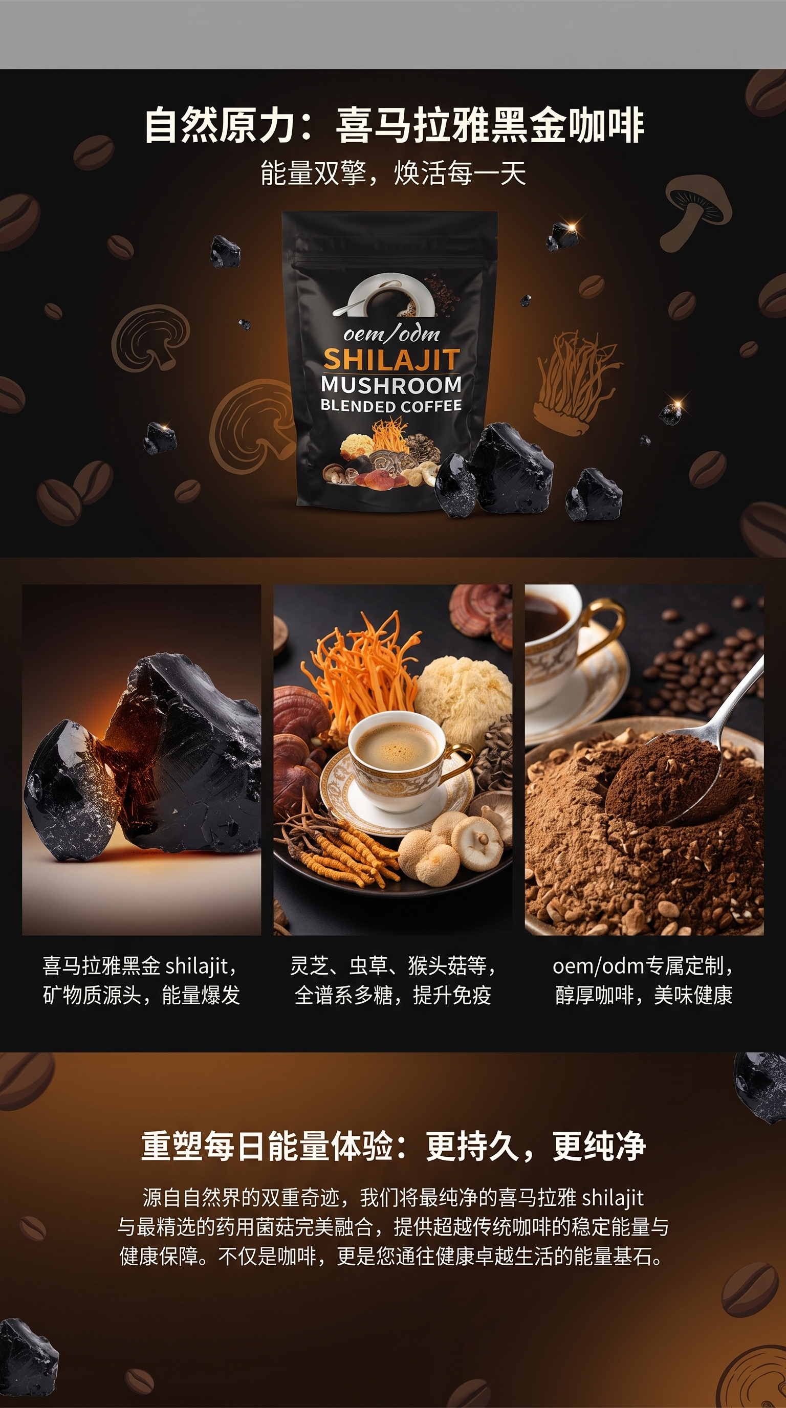 Cherry mushroom coffee blend喜来芝菌菇咖啡速溶出口OEM贴牌详情1