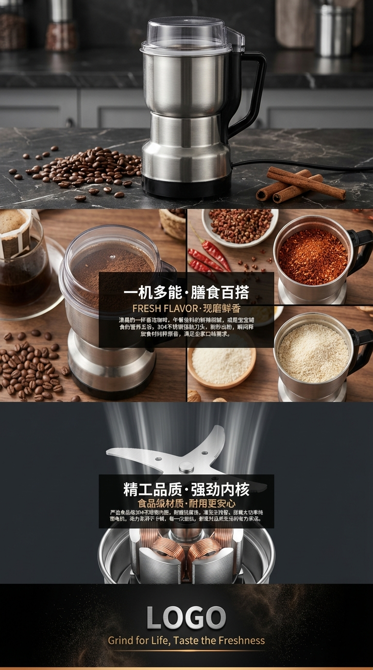 跨境家用小型咖啡研磨机药材粉碎机磨粉机电动搅拌机磨豆机磨咖啡源头工厂详情3